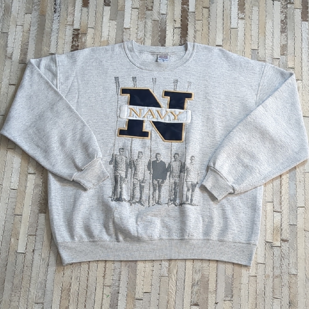 Navy Size XL US Naval Academy Vintage '90s Crewneck Gray Sweatshirt‎